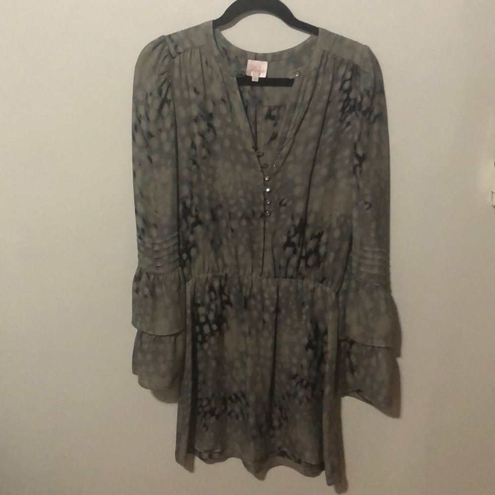 Silk Parker Dress with Bell Sleeves